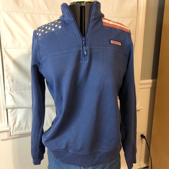 Vineyard Vines American Flag Shepshirt Quarter Zip - Picture 2 of 8